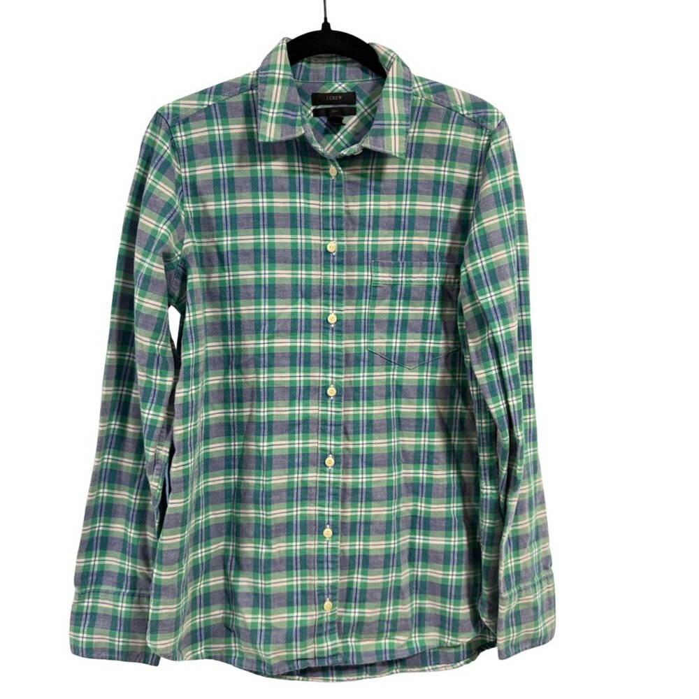 J.Crew Boy Shirt in Green and Blue Plaid‎ Size 6